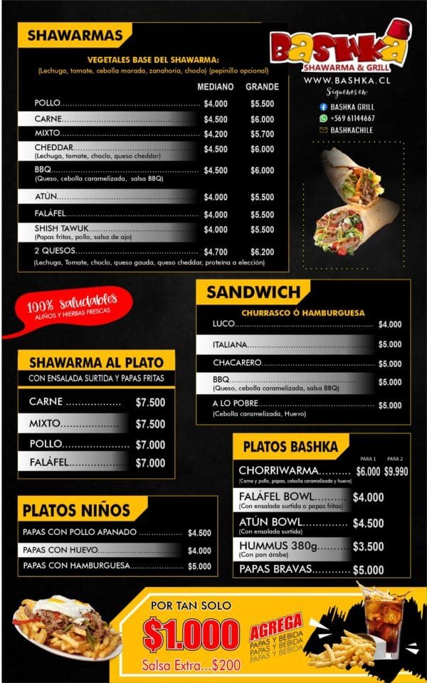 Creación de Menú o Carta para establecimientos de Comida